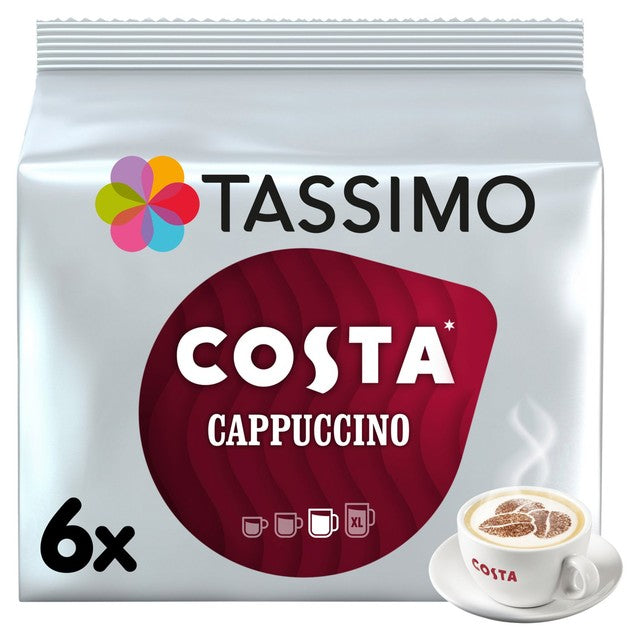 Tassimo Costa cappuccino coffee capsules 6 pack (British brand)