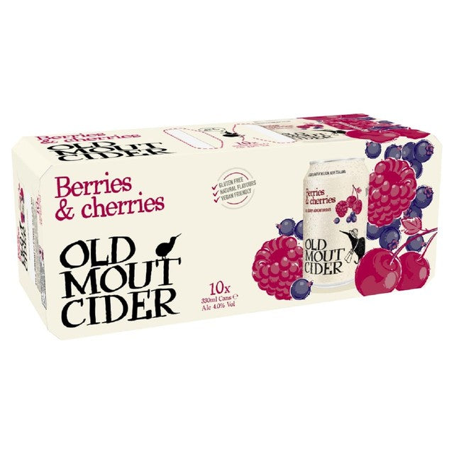 Old Mout Berries and Cherries cider 10x330ml cans, imported from the UK