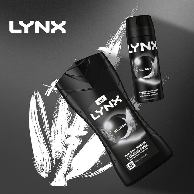 Lynx Black shower gel 225ml, UK version
