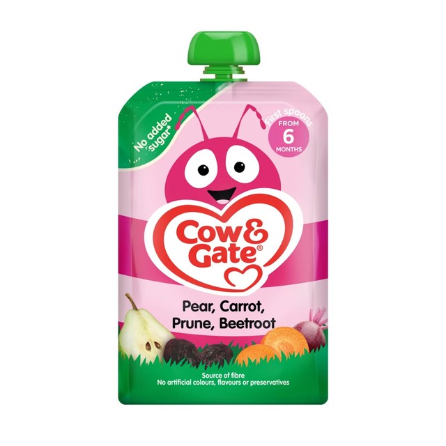 Cow & Gate pear carrot prune beetroot baby food pouch 100g - British product