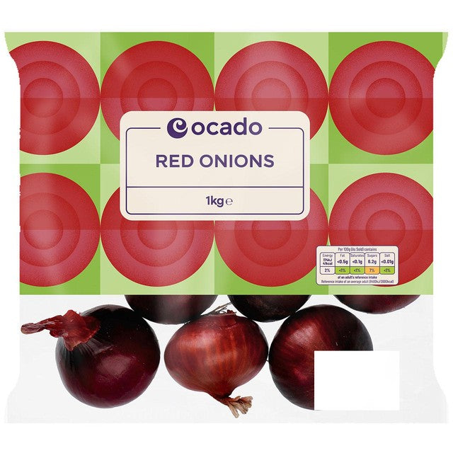 Ocado red onions 1kg, imported from the UK