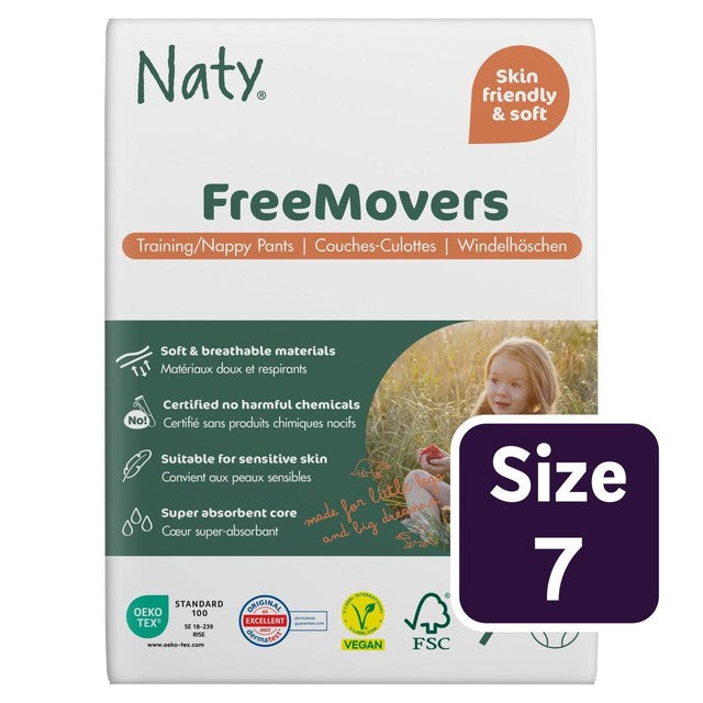 Naty FreeMovers nappy pants Size 7 (17+kg), imported from the UK