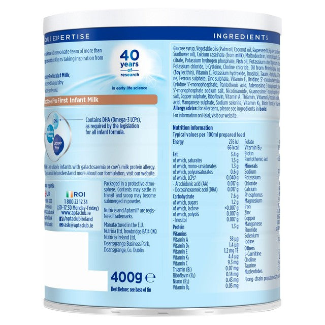 Aptamil lactose free infant milk formula powder 400g - British product
