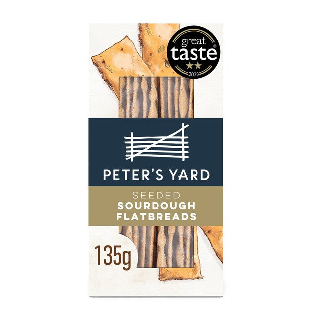 Peter's Yard seeded sourdough flatbreads 135g, imported from the UK