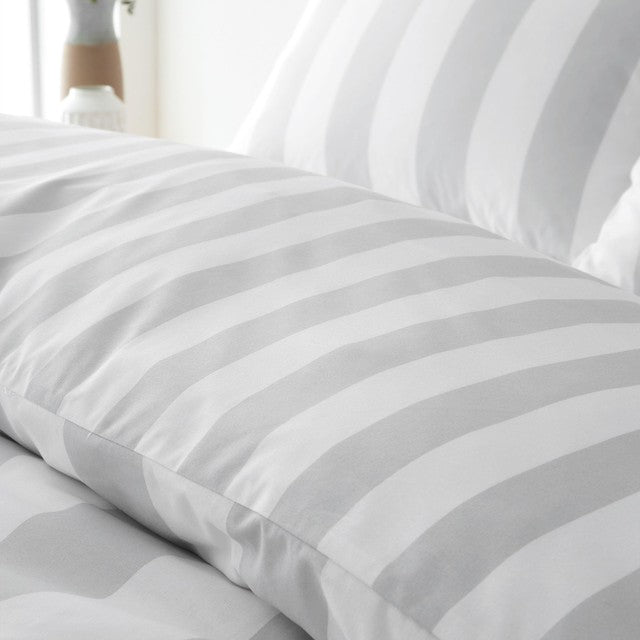 Catherine Lansfield Cove Stripe Silver Double Duvet Set - British product