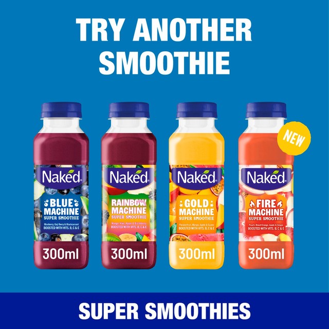 Naked Blue Machine blueberry smoothie 300ml bottle, imported from the UK
