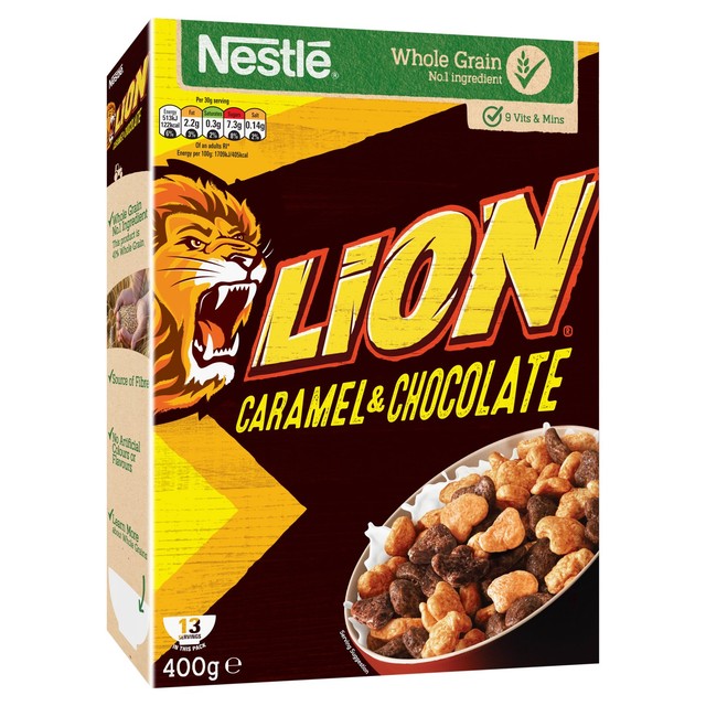Nestle Lion caramel and chocolate cereal 400g, UK version