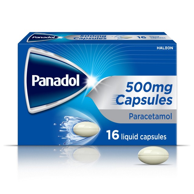 Panadol Paracetamol 500mg Liquid Capsules, imported from the UK