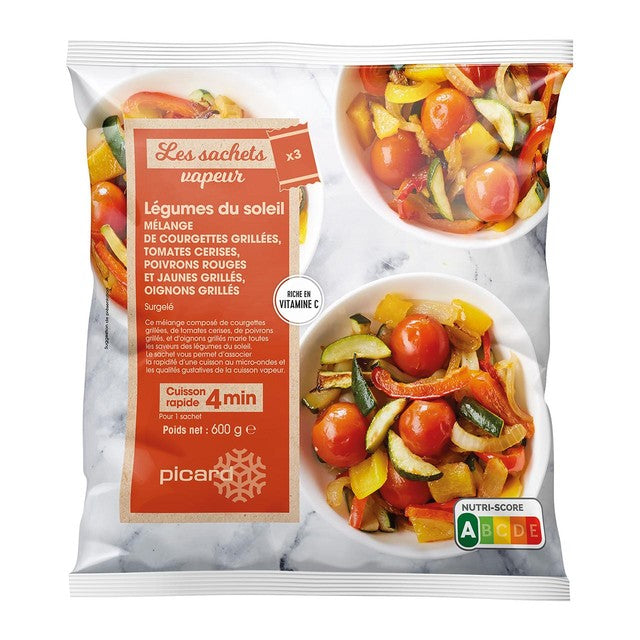 Picard frozen vegetable mix with peppers, tomatoes, and courgettes 600g, imported from the UK