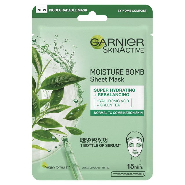 Garnier Moisture Bomb Green Tea Sheet Mask 28g, UK version