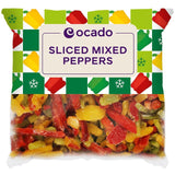 Ocado frozen sliced mixed peppers 750g, imported from the UK