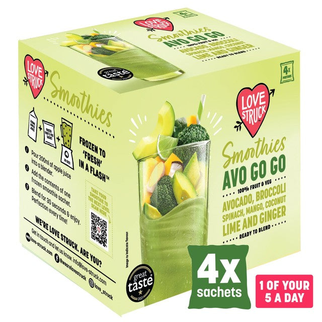 Love Smoothie avocado, mango spinach and coconut smoothie mix 4 x 120g, UK version