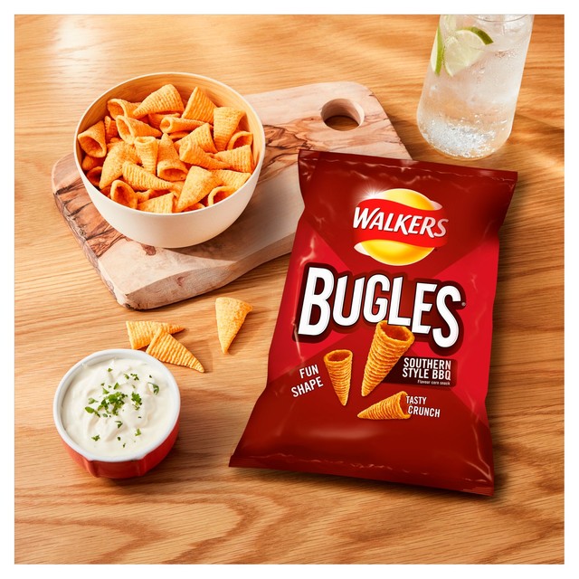 Walkers Bugles Southern Style BBQ corn snacks 110g (British brand)