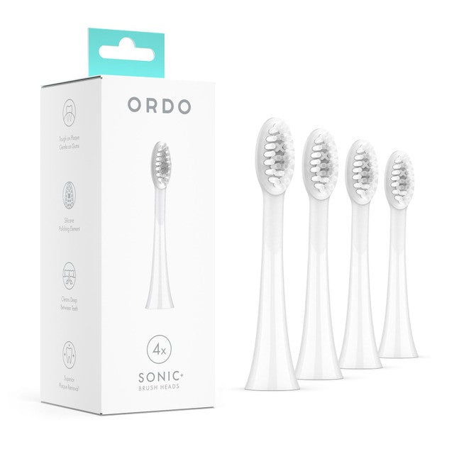 Ordo Sonic Toothbrush Heads White/Silver 4 per pack, imported from the UK