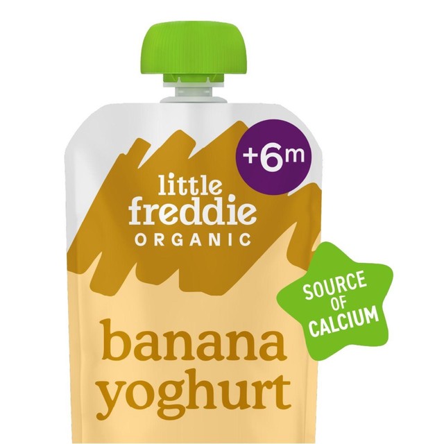 Little Freddie banana Greek style yoghurt baby food pouch 100g, UK version