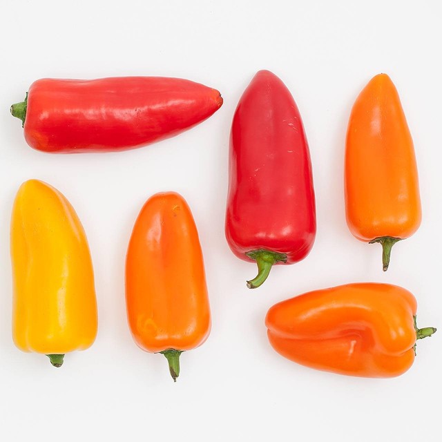 Ocado baby peppers mixed colours 220g, imported from the UK
