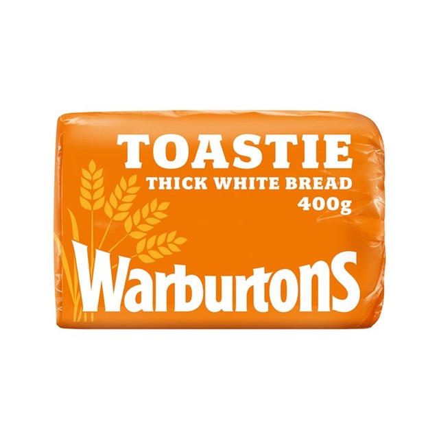 Warburtons Toastie White Thick Sliced Bread 400g (British brand)