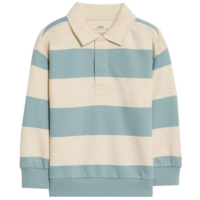 M&S blue striped rugby sweatshirt 5-6 years, imported from the UK