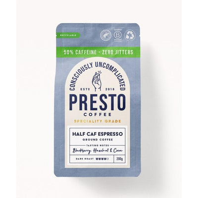Presto Half Caf Espresso Ground Coffee 200g