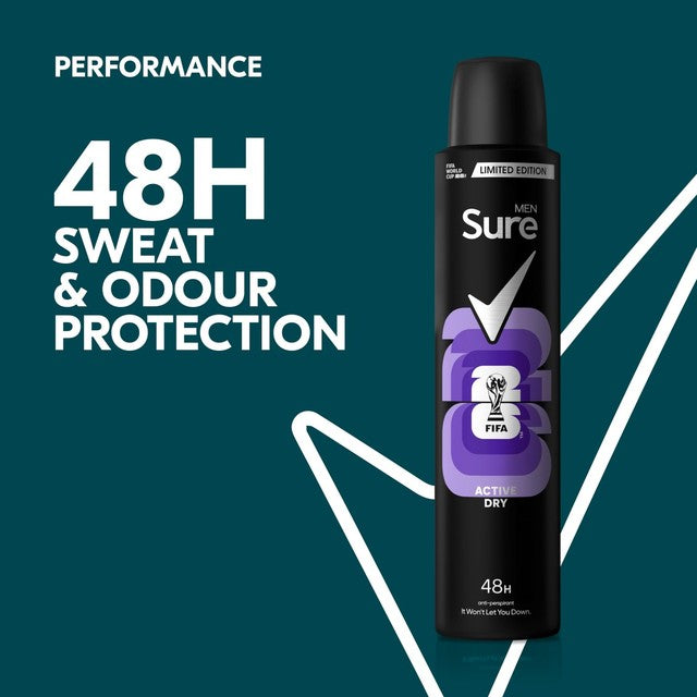 Sure men's Active Dry anti-perspirant deodorant spray 200ml (British brand)