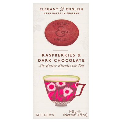 MILLER'S Elegant & English Raspberries & Dark Chocolate All-Butter Biscuits 140g