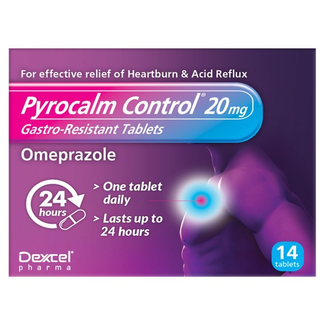 Pyrocalm omeprazole heartburn tablets 14 count, imported from the UK