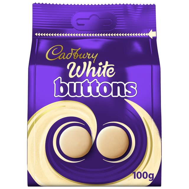 Cadbury white chocolate buttons 100g bag - British product