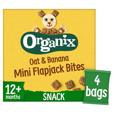 Organix Mini Oat & Banana Flapjack Bites Toddler Snack Multipack 4 x 20g