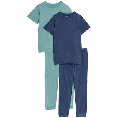 M&S Acid Wash Navy Pyjama Set 7-8 Years