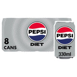 Pepsi Diet Cola 8 x 330ml cans, imported from the UK