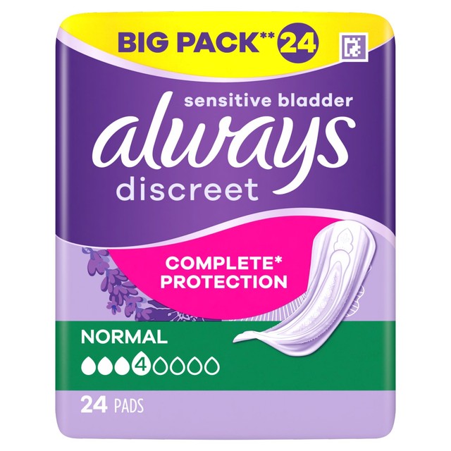 Always Discreet Incontinence Pads Normal 24 Pack - British product