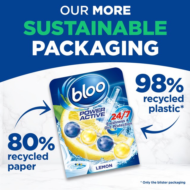 Bloo lemon toilet rim blocks 2 x 50g - British product