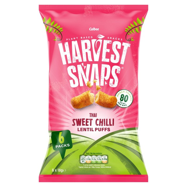 Seabrook lentil puffs Thai sweet chilli 6 pack, UK version