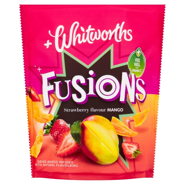 Whitworths Fusions Strawberry Mango dried fruit pouch 75g (British brand)