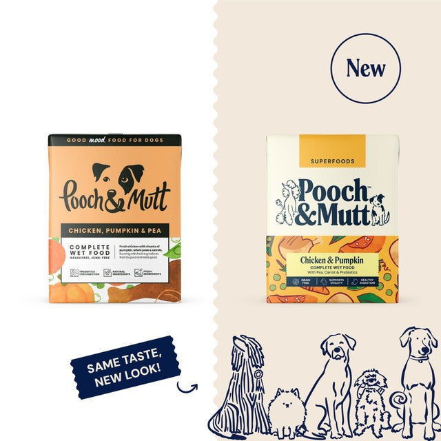 Pooch & Mutt chicken wet dog food 375g, imported from the UK