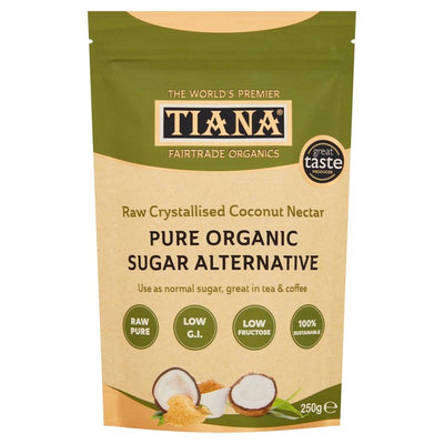 Tiana Fairtrade Organic Crystallised Raw Coconut Nectar Sugar Alternative 250g