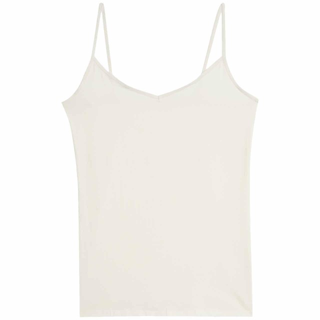 M&S women's cotton rich strappy vests navy size 8, imported from the UK