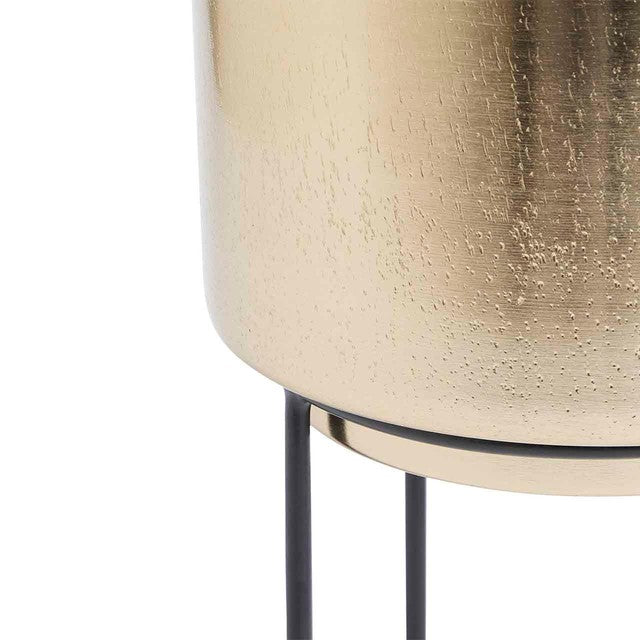 M&S medium textured gold planter with stand, imported from the UK