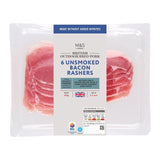 M&S unsmoked bacon rashers 200g, imported from the UK