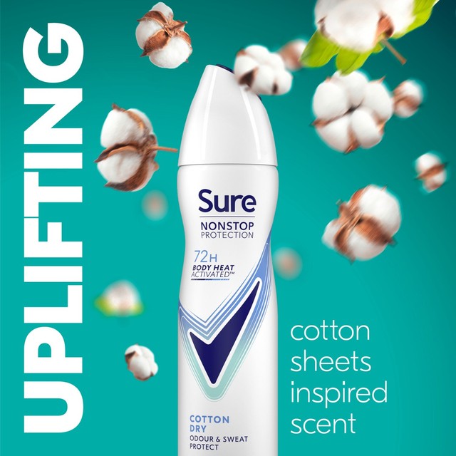 Sure women's cotton dry anti-perspirant spray 150ml (British brand)