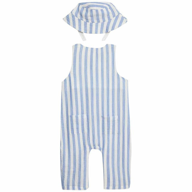 M&S blue striped baby romper set 12-18 months, imported from the UK