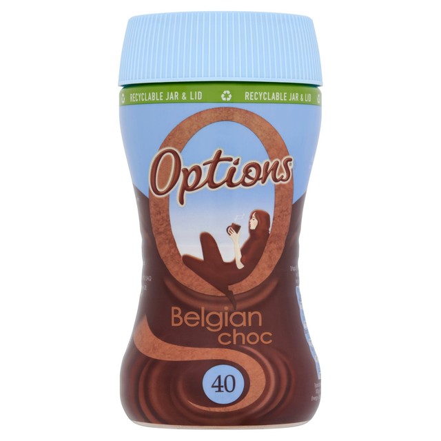 Options Belgian hot chocolate drink 220g, imported from the UK