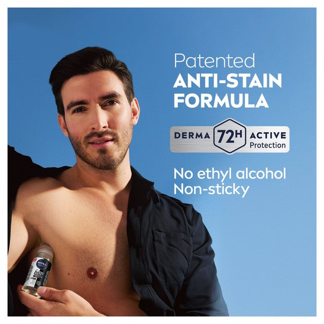 Nivea Black & White Deodorant Roll-On 50ml, imported from the UK