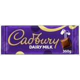 Cadbury Dairy Milk chocolate bar 360g, imported from the UK