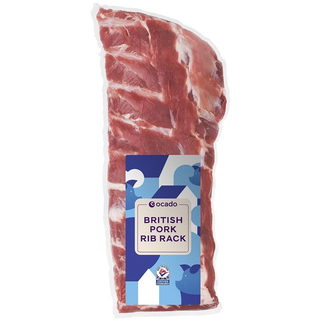 Ocado pork rib rack 550g, imported from the UK