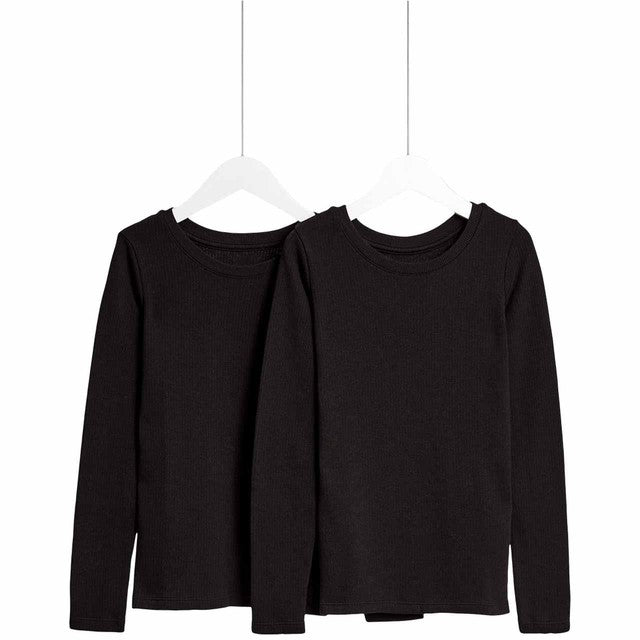 M&S Heatgen Thermal Tops Black 2pk 3-4 Years, imported from the UK