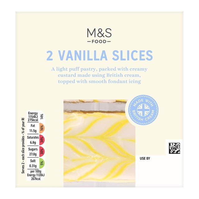 M&S vanilla slices custard-filled pastry 206g, imported from the UK