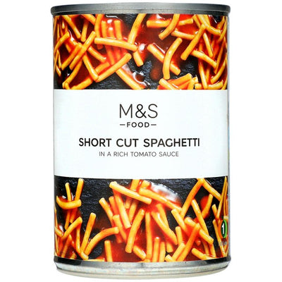 M&S Short Cut Spaghetti in Tomato Sauce Canned Spaghetti 410g