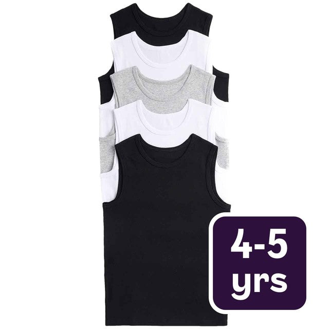 M&S children's cotton vests black 4-5 years, imported from the UK