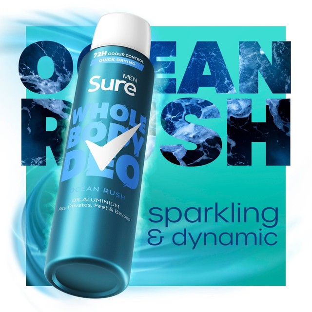 Sure Men Ocean Rush whole body deodorant spray 150ml (British brand)